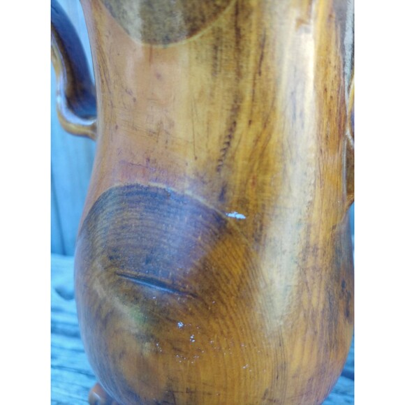 Vintage Milled Wood Trophy Cup Vase, Mod Dry Flower Vase Wood Home Decor - Picture 9 of 10